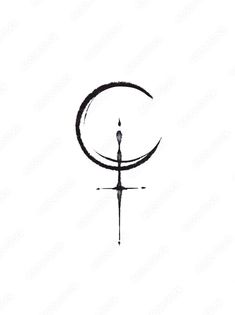 the cross and crescent symbol is drawn in black ink