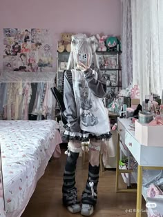 Cute Kawaii Outfits, Creepy Cute Fashion, Kawaii Outfit Ideas, E Girl Outfits, Kawaii Outfits, Harajuku Outfits, Kawaii Fashion Outfits, Dream Outfits, Asian Outfits