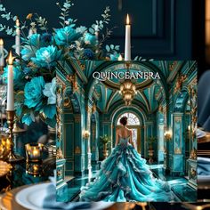 Ariel Quinceanera Theme, Teal Gold Wedding, Dark Teal Weddings, Teal Weddings, Decor For Wedding, Teal Wedding, Fashion Gowns, Dark Turquoise, Teal Dress