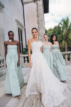 the models are posing in different dresses