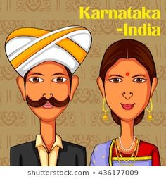 Similar Images, Stock Photos & Vectors of Vector design of Tamil Couple in traditional costume of Tamil Nadu, India - 436177030 | Shutterstock Karnataka Culture Drawing, Interior Artwork, Kashmir India, India Facts