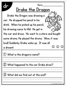 a dragon worksheet for students to practice reading