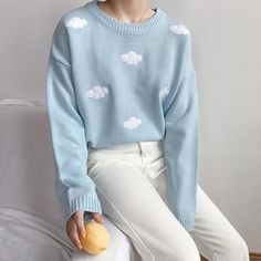 Preppy Mode, Kawaii Sweater, Harajuku Outfits, Pastel Outfit, Kawaii Fashion Outfits, Embroidered Sweater, Mode Inspo, Women Sleeve, Kawaii Clothes