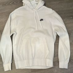 White Nike Hoodie, No Stains, Never Worn, Size Small Casual Nike Hoodie For Streetwear, Nike Casual Sweatshirt With Drawstring Hood, Nike Hoodie For Streetwear, Solid Color Nike Hoodie For Streetwear, Nike Solid Color Hoodie For Streetwear, Nike Casual Hoodie For Fall, Casual Nike Hoodie Sweatshirt, Nike Casual Sweatshirt With Kangaroo Pocket, Nike Crew Neck Hoodie For Spring