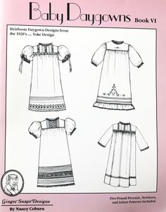 the baby dress pattern is shown in black and white