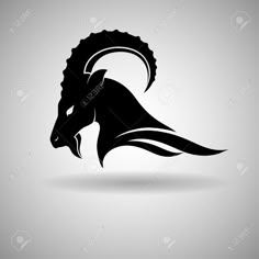 the head of an animal with long horns on a gray background royaltyvectors