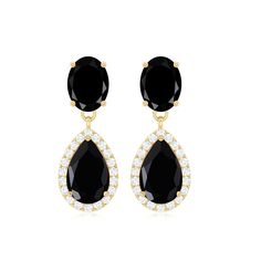 Product Details These beautiful Bridal Drop Earrings would be a perfect gift for your Fiancée. It will look fabulous on her ear and will enhance her look too. This Teardrop Gold Earrings is composed of Solid Gold and embellished with Oval and Pear Cut Created Black Diamond is set at the top and Drop respectively with Round Shape Diamond Halo set at its Teardrop. This Diamond Halo is enhancing the beauty of this earring and adding charm to its look too. Product Information SKU SHP-EARRINGS0621904 Bridal Drop Earrings, Black Diamond Earrings, Bridal Earrings Drop, Spinel Gemstone, Halo Setting, Signature Jewelry, Onyx Gemstone, Black Spinel, Timeless Jewelry