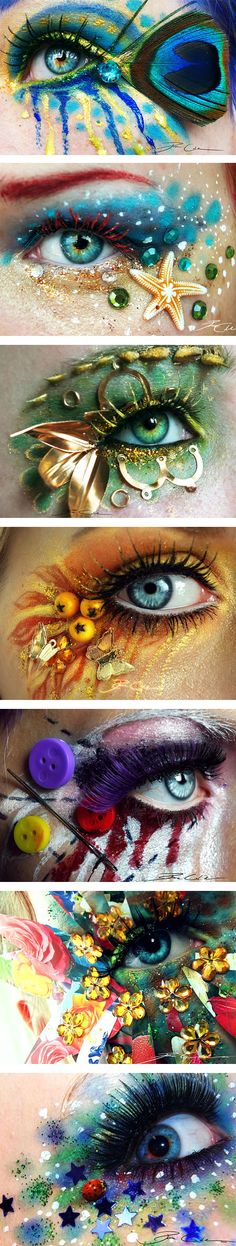 Stunning Eye Make-Up Art! Can't get over how awesome these are! [ Waterbabiesbikini.com ] #beauty #bikini #elegance Fantasy Make-up, Makeup Tip, Theatrical Makeup, Makijaż Smokey Eye, Cool Makeup, Fx Makeup, Crazy Makeup, Real Techniques, Hooded Eyes