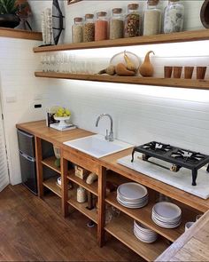 the kitchen is clean and ready to be used as a place for cooking or eating