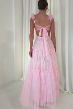 Galiena Ruffle Tulle Maxi Dress | Pink Dressy Clothes, Unique Bridesmaid Dresses, Ruffle Prom Dress, School Dance Dresses, Prom Inspiration, White Bridal Dresses, Dress Ruffles, Tulle Maxi Dress, Maxi Dress Wedding Guest