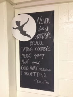 Goodbye, closing bulletin board Goodbye Bulletin Boards, Senior Goodbye Gifts, We Will Miss You Poster Ideas, Closing Bulletin Board, Peter Pan Classroom, Graduation Bulletin Board, Peter Pan Theme, Farewell Party Ideas, Fishing Shirts For Men