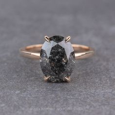 Black Diamond Engagement Ring Gold Band, Black Speckled Diamond Ring, Salt And Pepper Diamond Engagement Rings, Salt And Pepper Diamond Engagement Ring, Black Sapphire Engagement Ring, Black Stone Engagement Ring, Engagement Ring Basket, Dark Engagement Ring, Black Engagement Rings