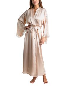 Linea Donatella Women's Luxe Brides Blush Lingerie Long Robe - Macy's Blush Lingerie, Second Dress, Fanfic Ideas, Beige Silk, Bare Beauty, Silk Robe, Hollywood Fashion, Dining Room Bench, Tying The Knot