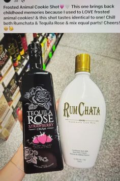 a bottle of rumchata next to an empty bottle of rumchata on the floor