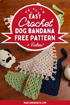 crochet dog bandana free pattern and instructions on how to make it easy