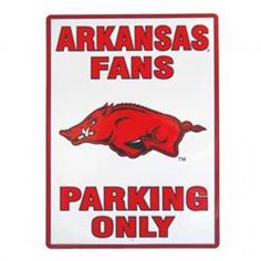 12x18in.ArkansasRazorbacksFansOnlyMetalParkingSignOfficiallylicensedparkingsignmeasures12"x18".Madeoutofhighqualityembossedaluminum.Pre-drilledholesforeasyinstallation.Weprovideauthenticsportscollectiblesobtainedfromtheathletesandcelebrities,duringprivatesigningsandmajorsportsorentertainmentevents.Westockabroadrangeofautographsandmemorabiliafromthebiggeststars.Weprideourselvesonofferingthesportsfansandcollectorsatrustworthyanddependables Arkansas Razorbacks Crafts, Arkansas Razorback, Parking Sign, Fans Only, Tin Wall Art, University Of Arkansas, Parking Signs, Arkansas Razorbacks, Man Caves