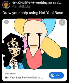 an image of a woman and man with text that reads draw your ship using hot yahoo base