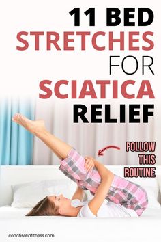 Discover 11 bed stretches you can do while lying down in your bed to relieve lower back painsciatica and hip painDo them before bed to release tension from your lower back and sleep so much better. Stretches For Sciatica, Chair Stretches, Sciatic Nerve Exercises, Nerve Exercises, Herbs For Nerve Pain, Nerve Relief, Sciatica Stretches