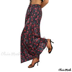 Olivia Mark - Casual and Chic Printed A-line Maxi Skirt for Elegant Self-expression Flare Maxi Skirt, Cotton Midi Skirt, Fish Tail, Chic And Elegant, Printed Midi Skirt, Pleated Midi Skirt, Types Of Skirts, A Line Skirt, Long Skirt