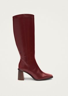 East Sleek Burgundy Leather Boots | ALOHAS Alohas Boots, Autumn 2024, Knee High Leather Boots, Mongolia, Mauritius, Brunei, Guinea Bissau, Mozambique, Laos