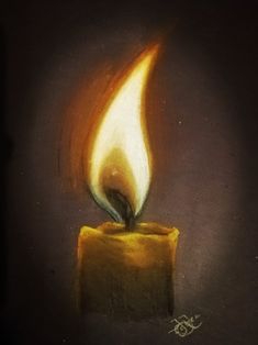 a drawing of a lit candle on a black background