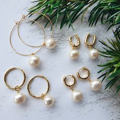 Baroque pearl earrings, pearl hoop earrings, pearl jewelry, wedding earrings, cubic zirconia hoops, bridal earrings, freshwater pearl earrings, pearl drop earrings, christmas gift, freshwater pearl hoops, bridesmaid gift The perfect earrings for all occasions! Classic and modern! I have used only high quality materials AA+ huge ~11-13mm White Freshwater potato Pearls ♥♥ IMPORTATNT♥♥ The earrings are made of natural freshwater pearls so each pearl is unique and different. Common defects: white sp Hoops With Pearl Earrings, Baroque Pearls Jewelry, Drop Earrings Pearl, Earrings Pearl Drop, Freshwater Pearl Earrings, Baroque Pearl Earrings, Etsy Bridesmaid Gifts, Earrings Bridesmaid, Earrings Christmas