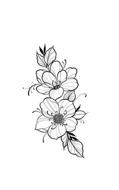 a black and white drawing of flowers