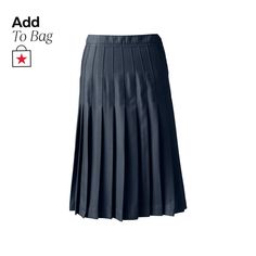 in stock Lands End, Pleated Skirt, The Knee, Buy Online, In Store, Skirt, Navy, Free Shipping