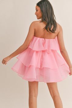 Look like a fairy princess in the Fairy Dress! This strapless dress has a heart shape bandeau neckline, three tiered design, and a flattering fit. Perfect for any special occasion! No stretch. 100% Polyester Sold online only Cheap Pink Spring Tutu Dress, Cheap Fitted Pink Tutu Dress, Cheap Pink Tutu Dress For Spring, Cheap Pink Fun Twirl Dress, Cheap Fitted Ruffle Tutu Dress, Cheap Cute Ruffled Tutu Dress, Baby Pink Dress Hoco, Cheap Stretch Tutu Party Dress, Cheap Spring Tutu Dress For Dance