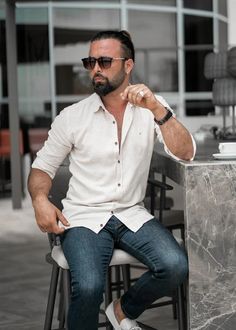 Bojoni Uluwatu Slim Fit Italian Collar Beige Cotton Shirt | VICLAN Mens Fashion Summer Outfits, Outfit Reference, Beige Shirt, Men Summer, Summer 22, Mens Fashion Summer, Fashion Summer, Summer Shirts, Mens Summer