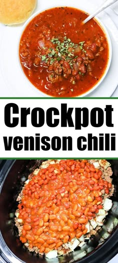 crockpot venison chili is an easy and delicious side dish