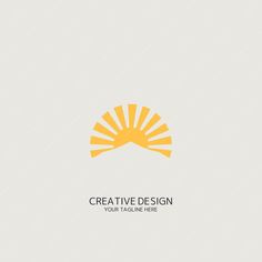 an abstract logo with the sun rising above it