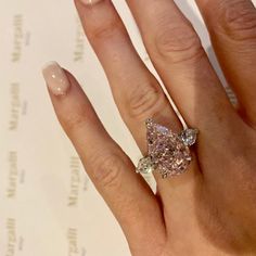 8 Carat Pink Pear Shape, Heart Chakra Healing Love Ring - Margalit Rings – MargalitRings Pear Shape Engagement Ring, Pink Engagement, Pink Diamond Engagement Ring, Pear Shaped Diamond Ring, Anna Kournikova, The Bling Ring, Cute Engagement Rings, Pear Shaped Engagement Rings, Celebrity Engagement Rings