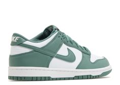 The Nike Dunk Low "Bicoastal" (GS) is a stylish and vibrant addition to Nike's lineup for 2024. This grade school sneaker features a distinctive colorway with spruce green overlays that contrast sharply with the white base. The design includes the classic Nike Swoosh and branding on the tongue, further emphasizing its sporty appeal. The look is completed with a white midsole and a durable spruce green rubber outsole, providing both aesthetic appeal and functionality. The "Bicoastal" is noted for Dunk Verte, Green Nike Dunks, Dunks Low, Nike Swoosh, Grade School, Nike Dunk Low, Dunk Low, Nike Dunk, Nike Jordan