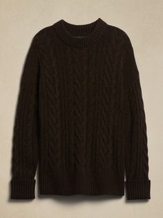 Calda Sweater Tunic | Banana Republic Brown Merino Wool Cable Knit Sweater, Classic Work Outfits, Jcrew Coat, I Fall To Pieces, Winter Sweater Outfits, Modest Casual Outfits, Preppy Sweater, Oversized Turtleneck, Sweater Tunic