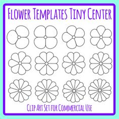 flower templates tiny center clip art set for commercial use