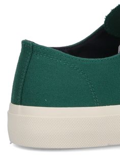 Veja 'Cashmere II Low' lace-up sneakers in green organic regenerative cotton with round rubber toe cap, lace-up closure, logo label on the tongue, side white logo detail, rubber sole. Composition: 100% Cotton Green Low-top Sneakers With Rubber Sole, Green Low-top Skate Shoes With Vulcanized Sole, Green Low-top Custom Sneakers With Rubber Sole, Green Low-top Skate Shoes With Rubber Sole, Green High-top Sneakers With Logo Patch, Casual Green High-top Sneakers With Logo Patch, Green Sneakers With Vulcanized Sole For Streetwear, Classic Green Sneakers With Gum Sole, Green High-top Vulcanized Sneakers