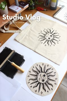 Silent Vlog / ASMR - Linocut carving and printing Tote Bag of the Sun in Splendor - Vintage Sun with Face, Mystic Sun DIY Lino Printing On Fabric, Linocut Tote Bag, Lino Print Tote Bag, Linocut Diy, Linocut Fabric, Linocut Carving, Linocut Prints Art, Hobbies To Start, Lino Printing Ideas