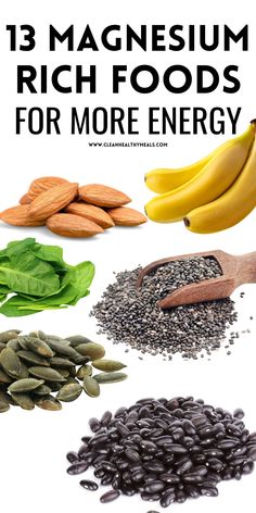 Boost your energy levels by adding these magnesium-rich foods to your daily diet! You can use these high-magnesium foods to build healthy, balanced meals that you will enjoy and that will fuel your body with the nutrients you need naturally! Healthy Balanced Meals, Magnesium Foods, Foods High In Magnesium, Magnesium Rich Foods, Energy Foods, Boost Your Energy, Balanced Meals, More Energy, Daily Diet