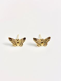 Butterfly Earrings 243-2 Material : 14k Gold Solid 14k gold. Not plated.  Handmade, Made in USA Price is for the pair. Not including backs.  Size: 8x 10mm ,0.25 x 0.50 inches.  We import Tahitian pearls straight from the crystal-clear lagoons of French Polynesia. Over the last 10 years of working with Tahitian pearl farmers and auction houses in Tahiti we are able to give our clients a large selection of Tahitian Pearls to choose from with competitive prices and excellent quality. Our office is Yellow Gold Hypoallergenic Earrings For Gift, Hypoallergenic Yellow Gold Earrings Gift, Gold Butterfly Earrings Fine Jewelry, Gold Butterfly Fine Jewelry Earrings, Butterfly-shaped Yellow Gold Earrings For Anniversary, Butterfly-shaped Yellow Gold Anniversary Earrings, Yellow Gold Butterfly Earrings For Anniversary, 14k Gold Tarnish-resistant Plug Earrings As Gift, Dainty Yellow Gold Butterfly Earrings