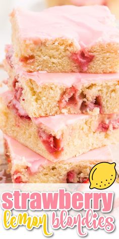 strawberry lemon shortcakes stacked on top of each other