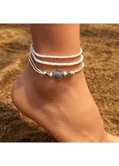 Color:White;Package Contents:3 X Anklets;Occasion:Sport; Adjustable White Anklets For Spring, Adjustable White Anklets For Beach Season, Spring Casual Beaded Anklets, White Beaded Anklets For Summer, White Trendy Anklets For Summer, Trendy White Summer Anklets, Casual White Jewelry For Party, White Beaded Anklet For The Beach, White Beaded Anklets For Beach