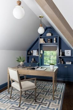 Small Attic Ideas Low Ceilings Office, Angled Ceiling Office, Slanted Ceiling Office Ideas, Attic Office Space Sloped Ceiling, Slanted Ceiling Office, Attic Office Ideas Sloped Ceiling, Loft Office Ideas Upstairs, Attic Guest Bedroom, Attic Apartment Ideas