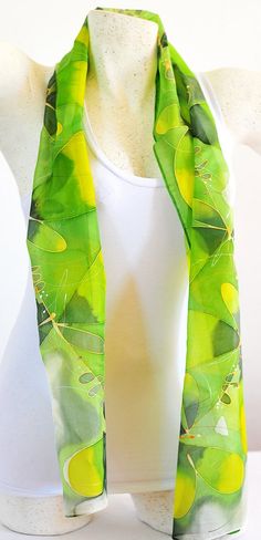 Silk scarf Handmade unique silk accessories gift idea | Etsy Elegant Handmade Summer Scarves, Elegant Green Scarf As Gift, Elegant Green Scarves As Gifts, Elegant Green Scarves For Gifts, Handmade Silk Scarf As Summer Gift, Handmade Silk Scarf For Summer, Handmade Silk Scarf Summer Gift, Handmade Silk Scarves For Summer, Elegant Handmade Silk Scarf For Summer