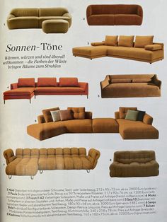 an advertisement showing different types of couches and sofas from the 1960s's