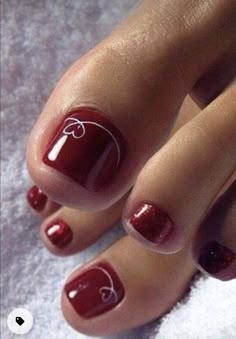 Pedicure Design, Toenail Designs Summer, Red Toenails, Toe Nail Color, Pedicure Ideas