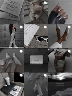 a collage of photos with white shoes and accessories