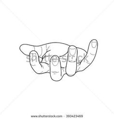 hand holding something in the palm line art drawing on white background, black and white