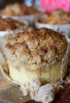 a close up of a muffin on a cutting board