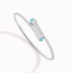 $4,300 Luxury Turquoise Bracelets With 17 Jewels, Luxury Turquoise Jewelry With Diamond Accents, Luxury Turquoise Bangle Bracelets, Elegant Turquoise Bangle For Formal Occasions, Marli Bracelet, Bracelet White Gold, Colorful Gemstones, White Gold Bracelet, Gold Colors